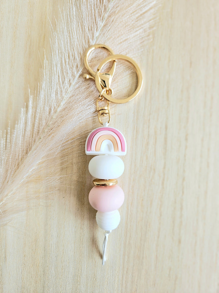 Soft Pink Rainbow Keyring