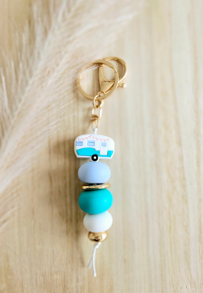 Turquoise & Blue Caravan Keyring