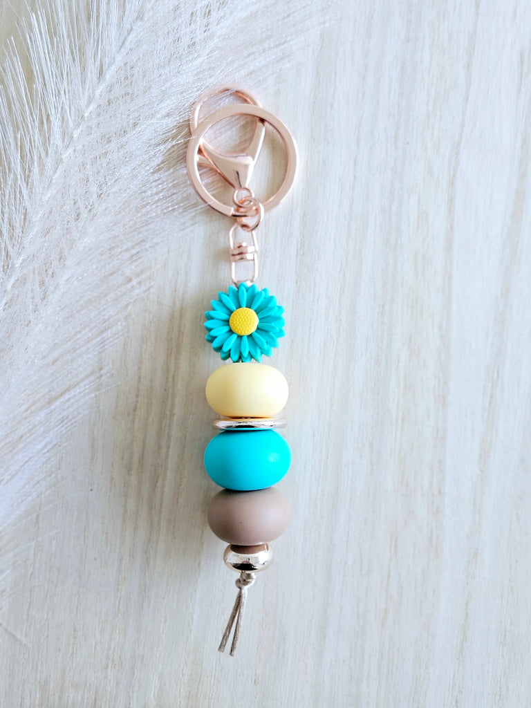 Turquoise Daisy Keyring