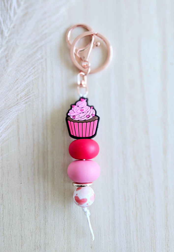 Love Heart Cupcake Keyring