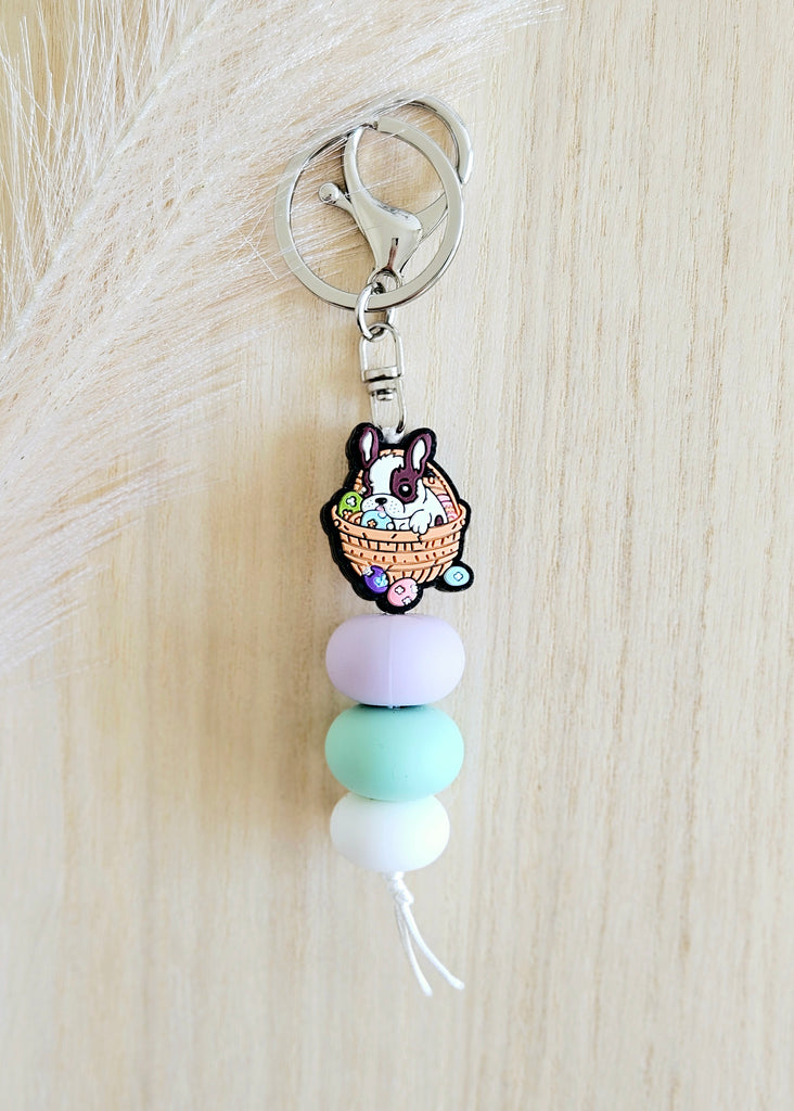 Purple Easter Frenchie Keyring