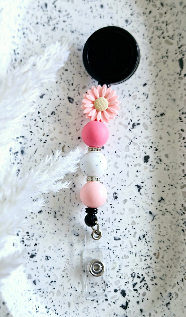 Candy Pink Daisy Badge Reel