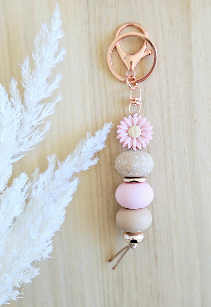 Soft Pink Daisy Garden Keyring