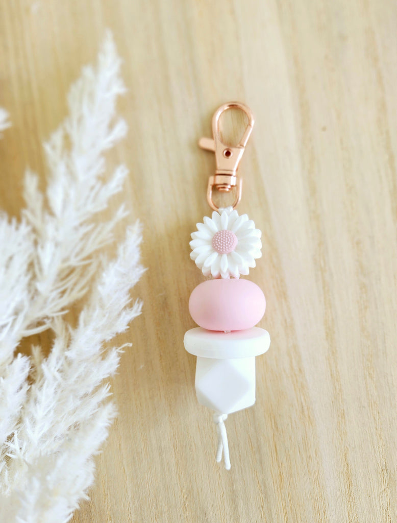 Soft Pink Daisy Mini Keyring