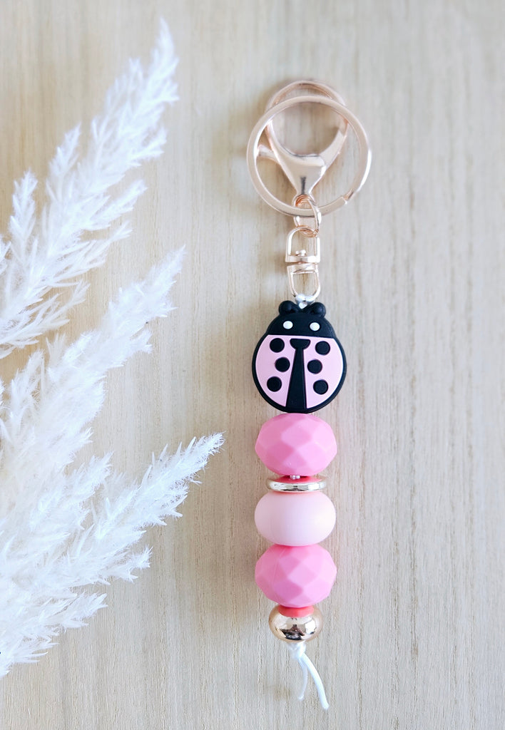 Pink ladybug keyring