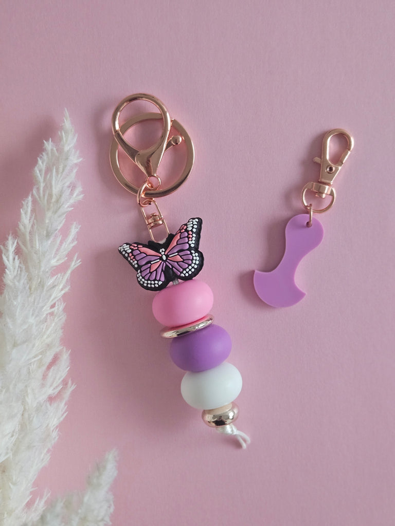 Purple Butterfly Keyring & Trolley Token set