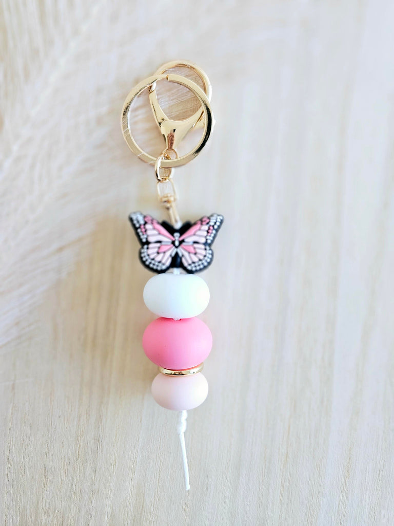 Pink Butterfly Keyring